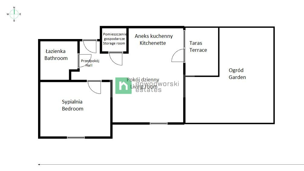 2-rooms flat with garden Lekcyjna street 489 000 PLN - Apartment - Sale - Wrocław, Psie Pole / Sołtysowice