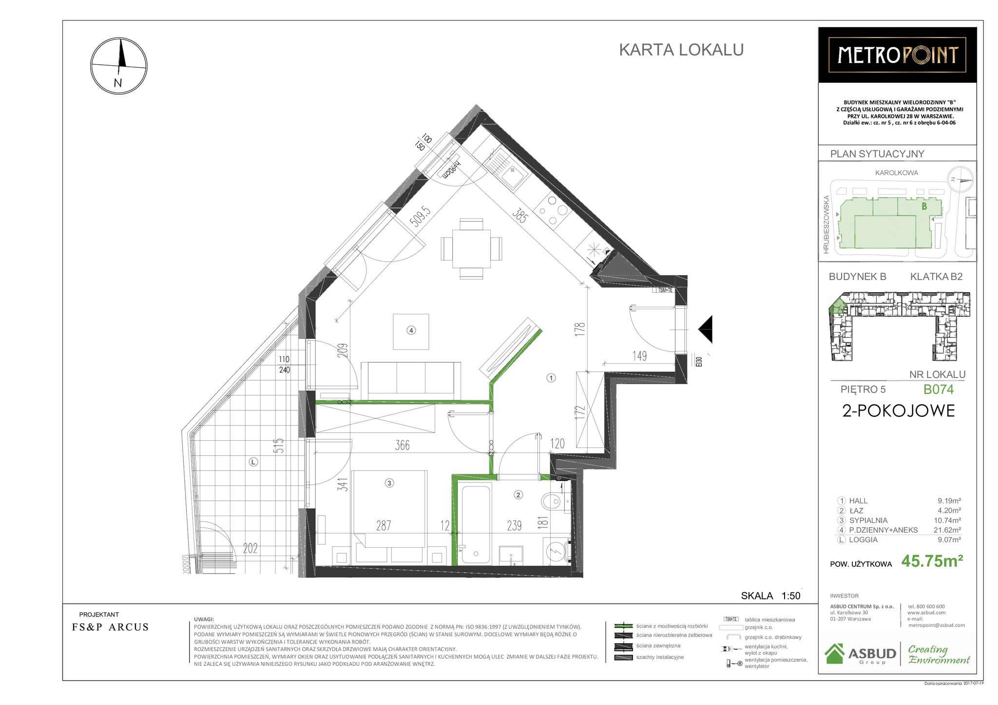 Dwupokojowy apartament obok Ronda Daszyńskiego - Mieszkanie - Wynajem - Warszawa, Wola / Mirów