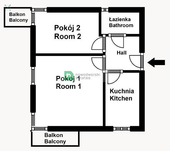 2 pokoje, 2 balkony, 58m² niedaleko parku ! - Mieszkanie - Wynajem - Kraków, Krowodrza / Prądnik Biały