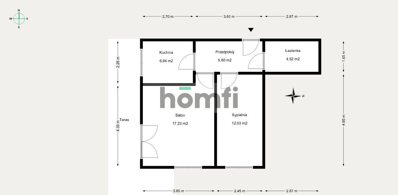 2-pokojowe mieszkanie z dużym balkonem i osobną kuchnią | Domagały | Złocień - Apartment - Rent - Kraków, Podgórze / Bieżanów