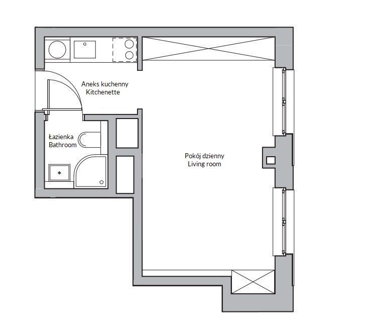 Stylowa kawalerka w New York Residence, Krowodrza - Mieszkanie - Wynajem - Kraków, Krowodrza