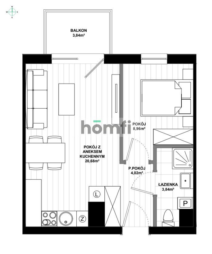 Stylish 2-bedroom apartment with balcony - Lostowice - Apartment - Rent - Gdańsk, Łostowice