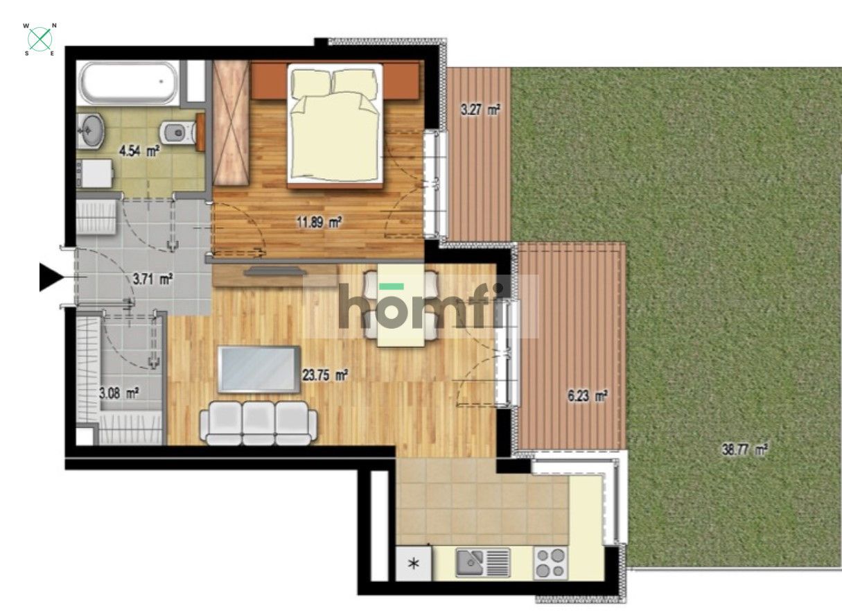 2 room apartment in the City Center I Garden I Parking Space - Apartment - Sale - Wrocław, Krzyki / Przedmieście Oławskie