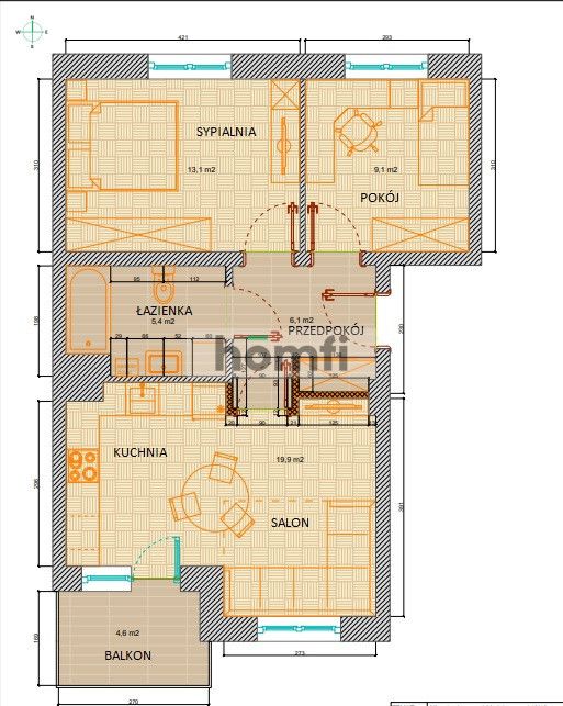 FOR SALE 3-ROOM FLAT WITH A BALCONY AND A PARKING SPACE IN THE UNDERGROUND GARAGE - Apartment - Sale - Rzeszów, Franciszka Kotuli