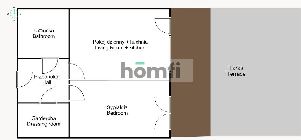 2 pokojowe mieszkanie z garderobą i tarasem 50 m2 przy Parku Skowronim - Mieszkanie - Wynajem - Wrocław, Krzyki / Borek