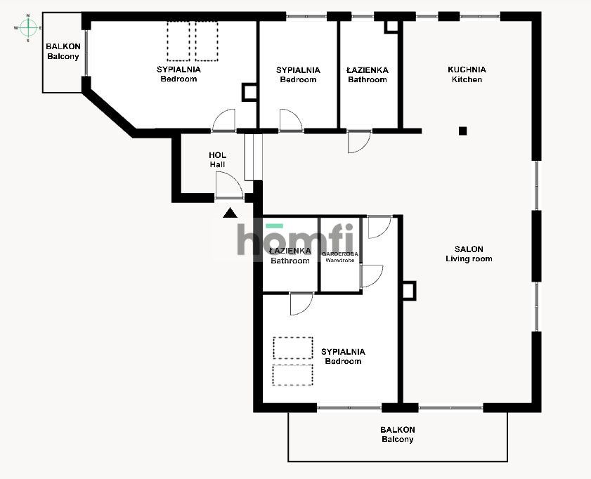 160m2, 4 pokoje, 2 łazienki, 2 balkony - Mieszkanie - Wynajem - Kraków, Nowa Huta / Kościelniki