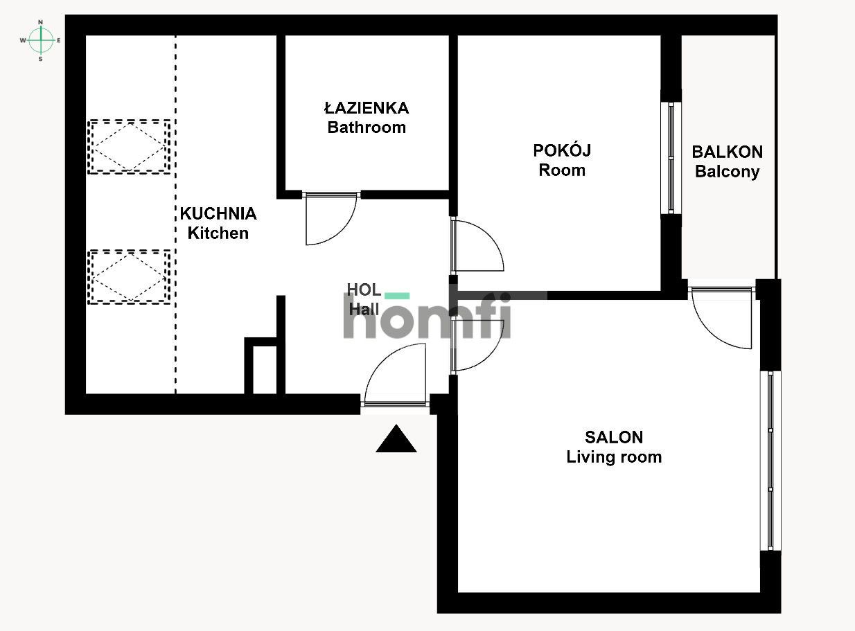 Dwa pokoje z oddzielną kuchnią, balkonem i piwnicą - Mieszkanie - Sprzedaż - Kraków, Podgórze / Kurdwanów