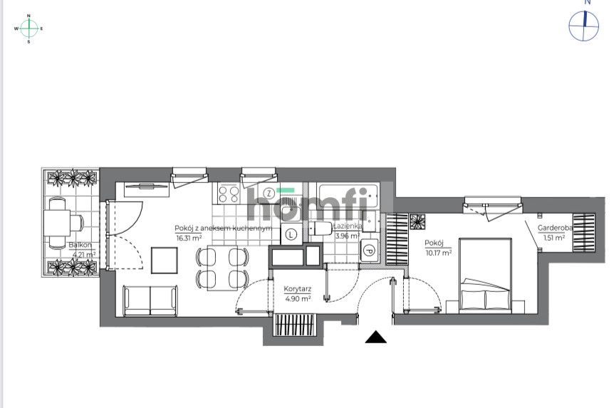 2-room apartment with balcony. First rental! - Apartment - Rent - Wrocław, Fabryczna / Muchobór Mały