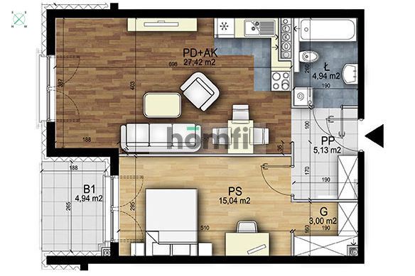 2 pokoje z garderobą i garażem, Krzyki ul. Burzowa - Mieszkanie - Wynajem - Wrocław, Krzyki