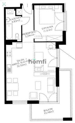 Na wynajem nowoczesne 2-pokojowe mieszkanie z dużym balkonem (ul. Stawowa/Bronowice) - Mieszkanie - Wynajem - Kraków, Krowodrza / Bronowice