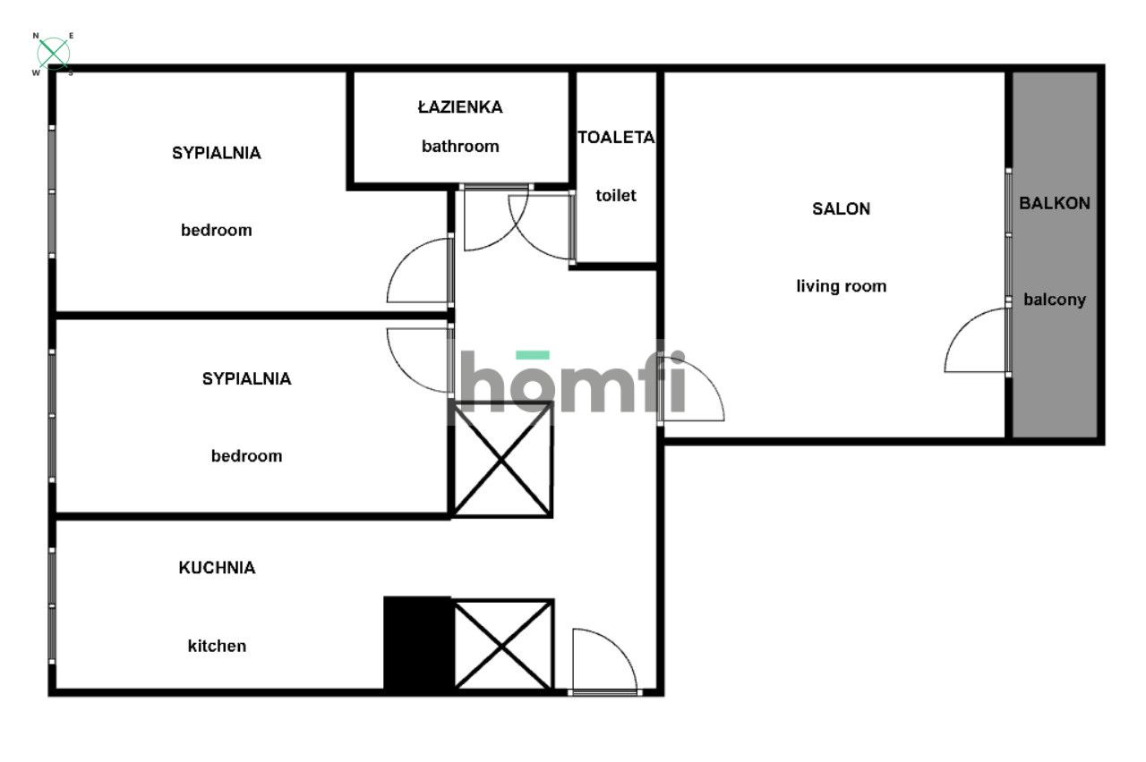 os. Oświecenia, 65m²: 3 pokoje z osobną kuchnią i dużym balkonem - Mieszkanie - Wynajem - Kraków, Nowa Huta / Mistrzejowice