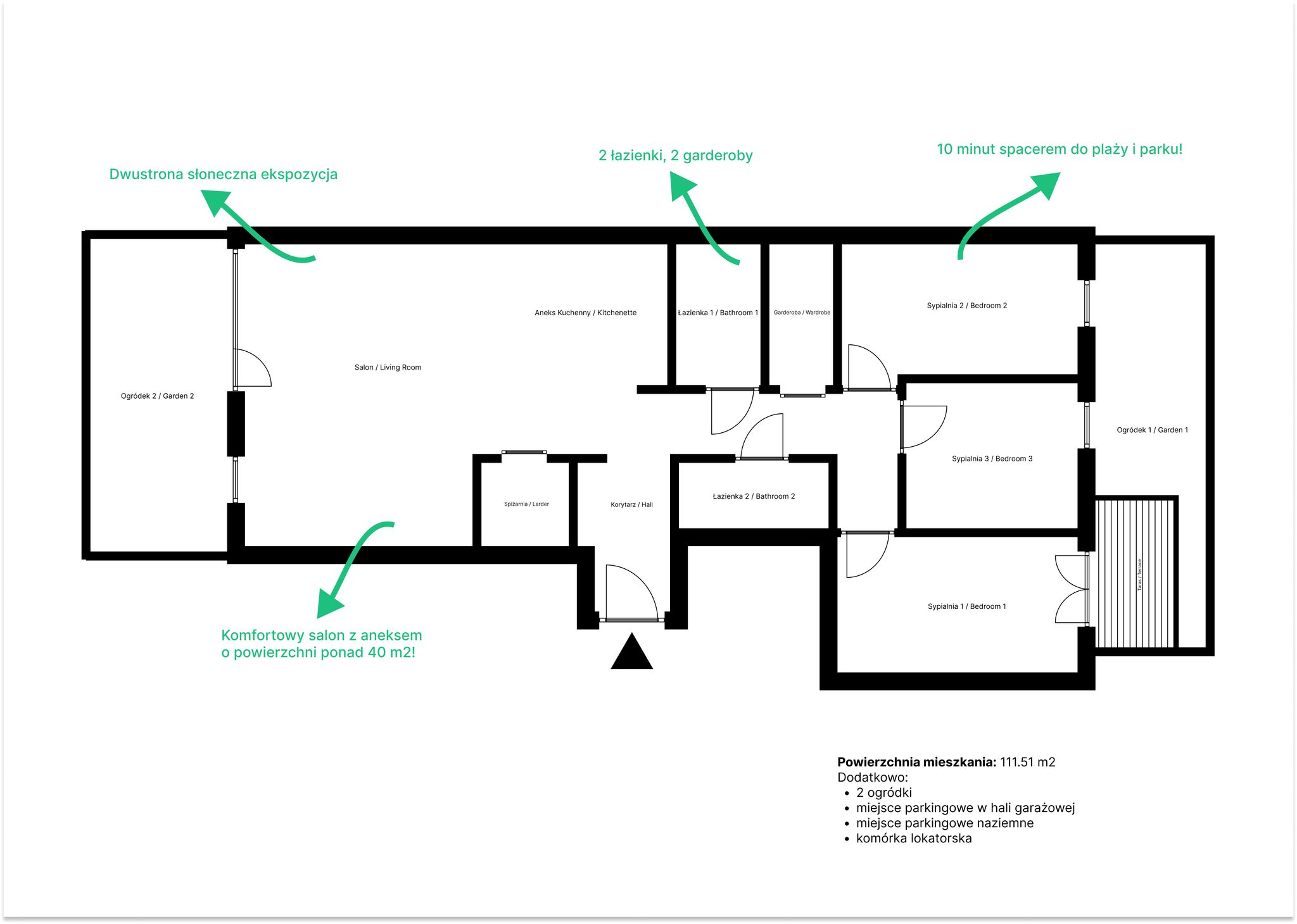 Apartament Premium | 2 Ogródki | Hala | Wykończony - Mieszkanie - Sprzedaż - Gdańsk, Letnica
