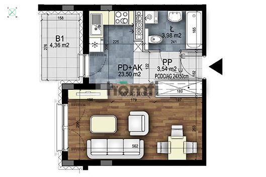 Studio z balkonem i garażem na Krzykach - ul. Burzowa - Mieszkanie - Wynajem - Wrocław, Krzyki