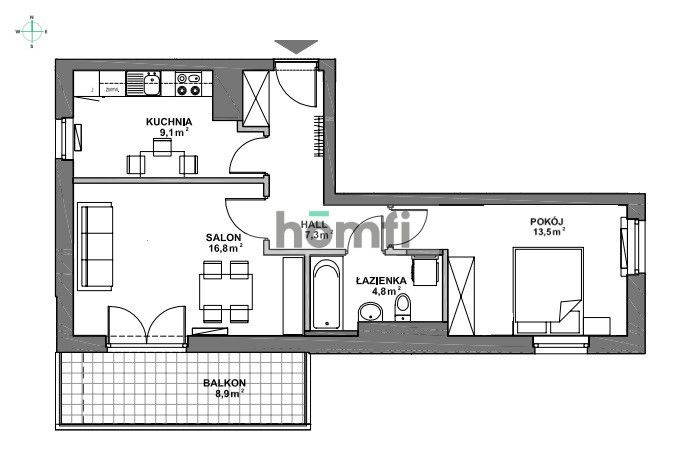 Jasne 2-3 pok. | taras | kuchnia | Marina Mokotów - Mieszkanie - Sprzedaż - Warszawa, Mokotów