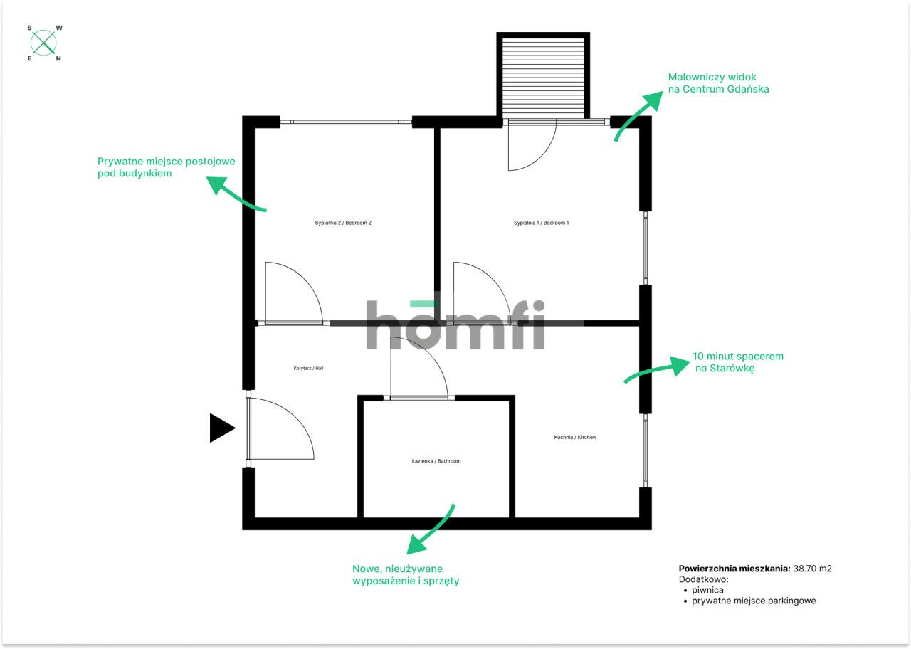 Dwa pokoje z osobną kuchnią | Blisko Starówki - Mieszkanie - Wynajem - Gdańsk, Śródmieście
