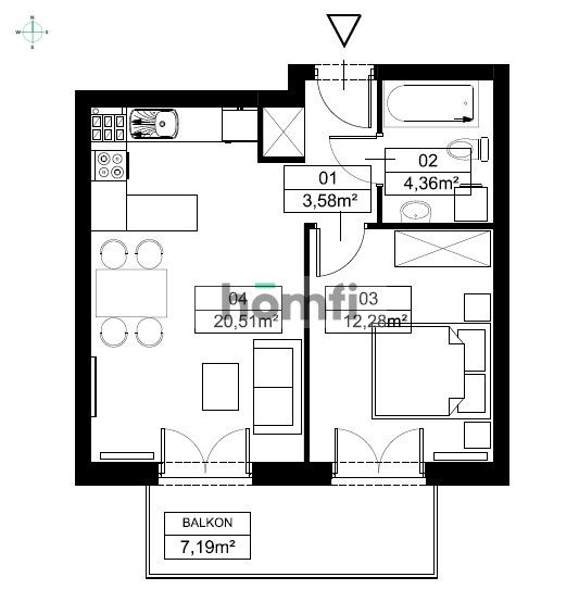 2-pokojowe mieszk. z balkonem - Osiedle Vivaldiego - Mieszkanie - Sprzedaż - Gdańsk, Łostowice