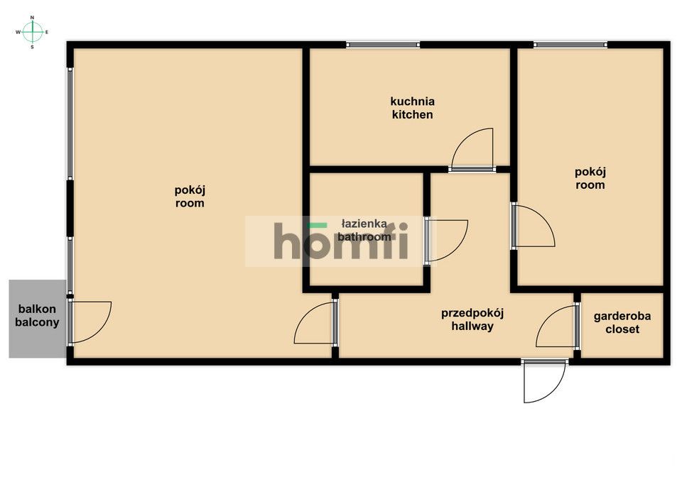 2 pok in layout near pl. Grunwaldzki - Apartment - Rent - Wrocław, Śródmieście / Plac Grunwaldzki
