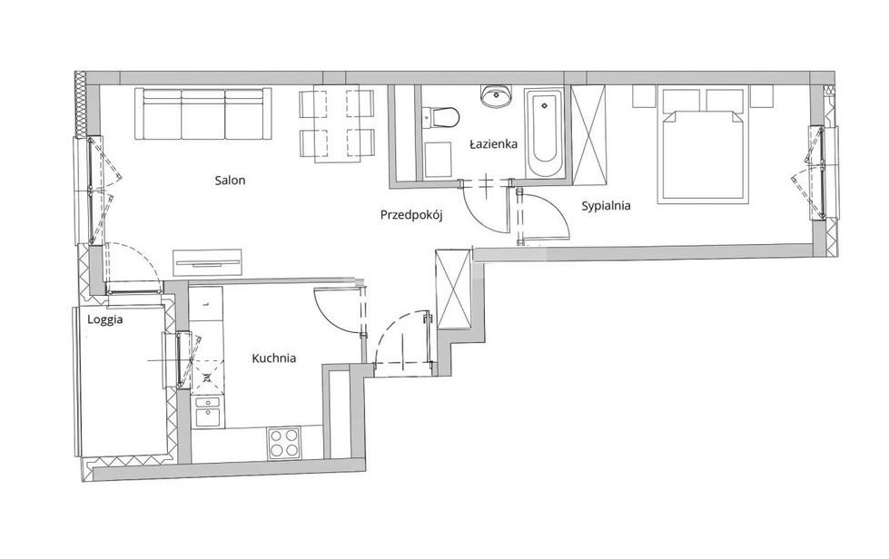 Rozkładowe 2 pokojowe mieszkanie - Kamienna 145 - Mieszkanie - Wynajem - Wrocław, Krzyki / Huby
