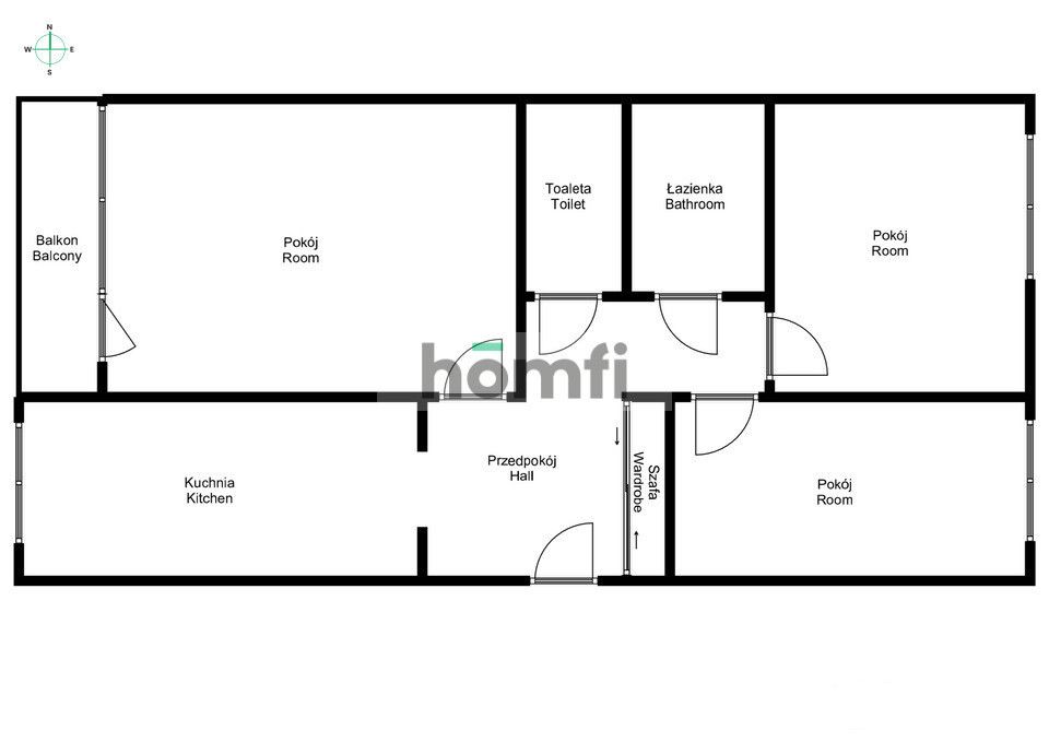 3 pokoje, 62m2, osobna kuchnia, ul. Wojrowicka - Mieszkanie - Wynajem - Wrocław, Fabryczna