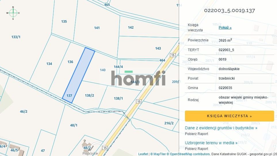 PROMOCJA Na sprzedaż trzy sąsiednie działki tworzące wielki prostokąt o powierzchni niespełna 1,5 ha! - Działka - Sprzedaż - Trzebnicki, Trzebnica / Kuźniczysko