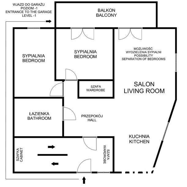 OKAZJA! PRZESTRONNE 3 POK 74,29 M2 (POW. CAŁKOWITA 82,29 M2) UL. WYŻYNNA | MOŻLIWOŚĆ WYDZIELENIA 4 POKOJU | OS. KURDWANÓW DUŻY GARAŻ - Mieszkanie - Sprzedaż - Kraków, Podgórze / Kurdwanów