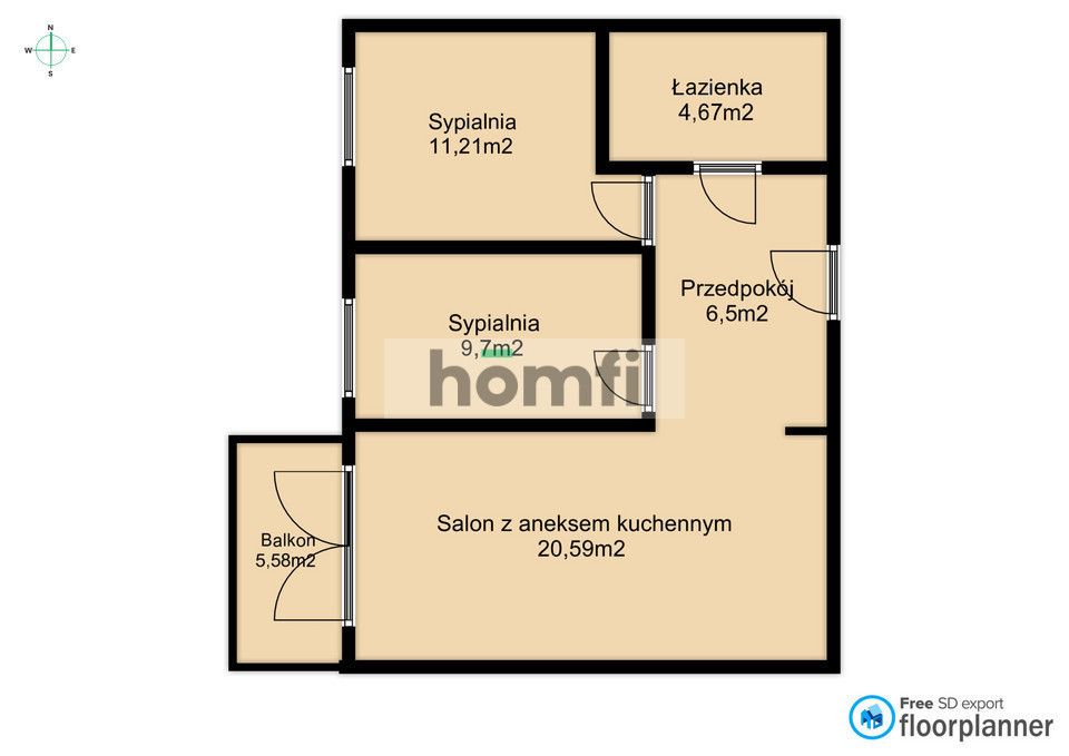 Mieszkanie 3 pokoje 56,35m² - ul. Relaksowa Lublin - Mieszkanie - Sprzedaż - Lublin, Sławin