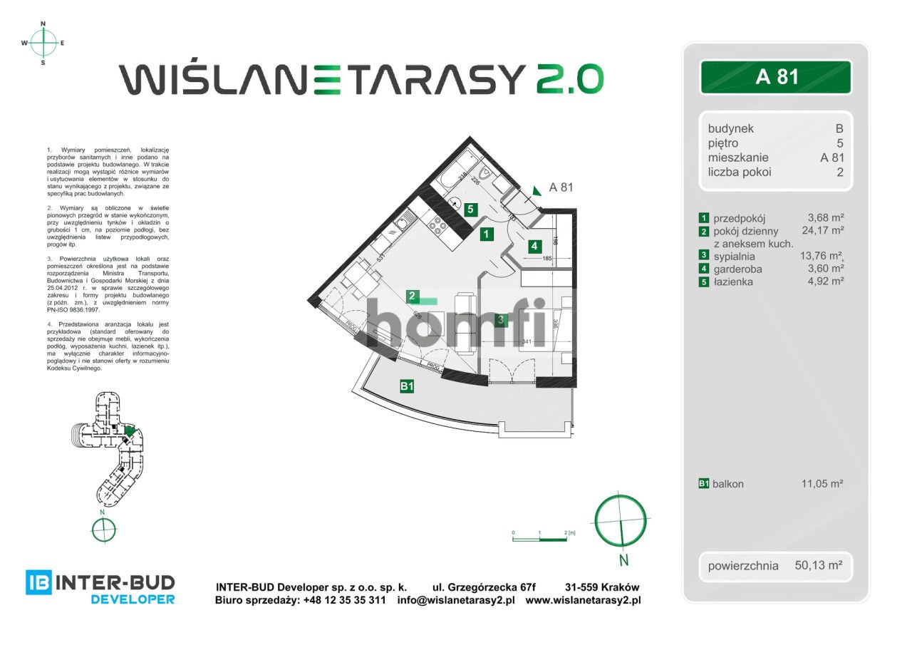 Nowe 2 pokojowe mieszkanie w inwestycji Wiślane Tarasy 2.0 - Mieszkanie - Wynajem - Kraków, Śródmieście / Grzegórzki
