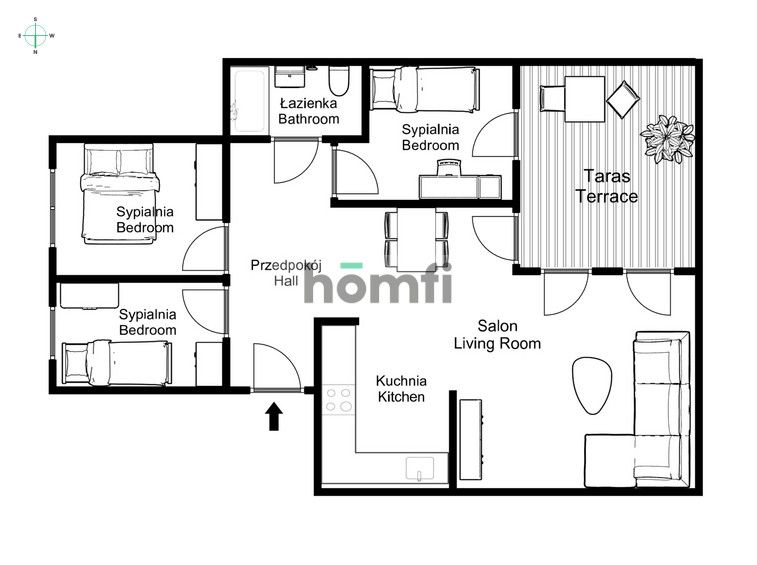 4 pokojowe mieszkanie | taras | stacja Złocień - Mieszkanie - Sprzedaż - Kraków, Podgórze / Bieżanów