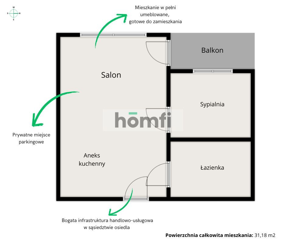 Przytulne 2 pokojowe mieszkanie z balkonem - Mieszkanie - Wynajem - Gdańsk, Jasień