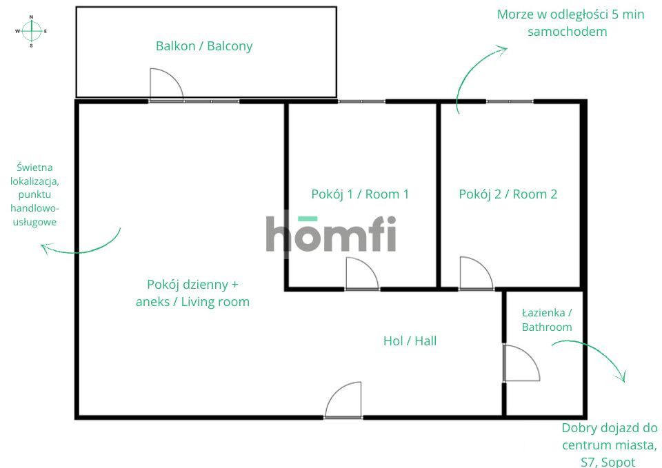 Przestronne 3 pokoje blisko Brzeźna i plaży - Mieszkanie - Wynajem - Gdańsk, Wrzeszcz
