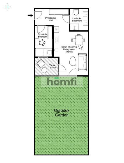 2-room apartment | ground floor | terrace, garden - Apartment - Sale - Kraków, Podgórze / Podgórze