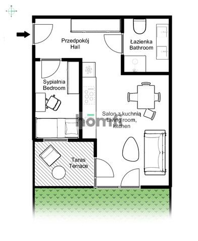 2-room apartment | ground floor | terrace, garden - Apartment - Sale - Kraków, Podgórze / Podgórze