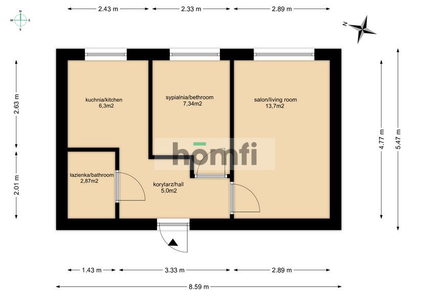 Jasne 2-pokojowe mieszkanie przy Cytadeli - Mieszkanie - Wynajem - Poznań, Stare Miasto / Winogrady