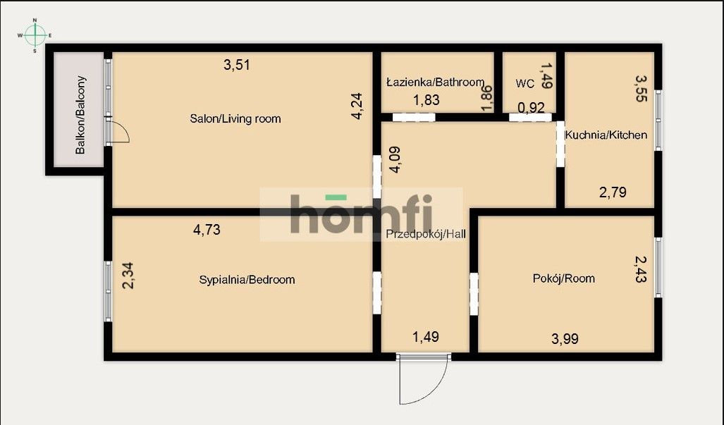 3 well-arranged rooms for renovation in the Ustronie estate - Apartment - Sale - Radom, Ustronie