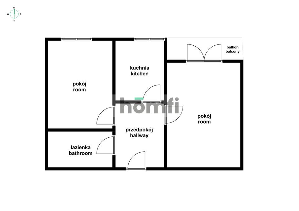 2 pokoje z balkonem w rozkładzie - Toruńska, Kowale - Mieszkanie - Wynajem - Wrocław, Psie Pole / Kowale