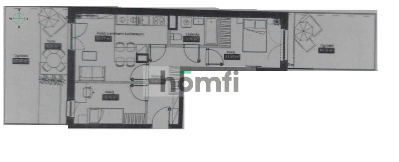 3 rooms apartment with 2 gardens in investment Nowy Grabiszyn 3500 PLN - Apartment - Rent - Wrocław, Fabryczna