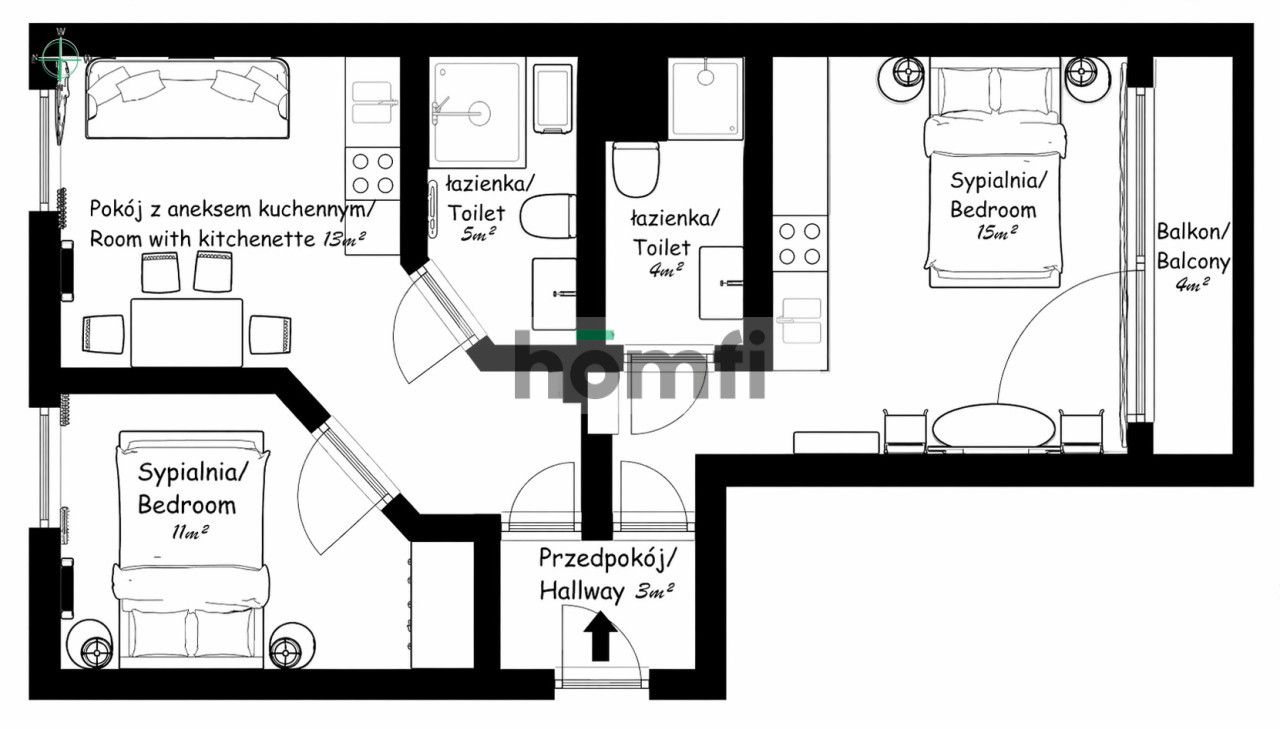 2-bedroom fully furnished apartments for short-term rent - Квартира - Продаж - Gdańsk, Śródmieście