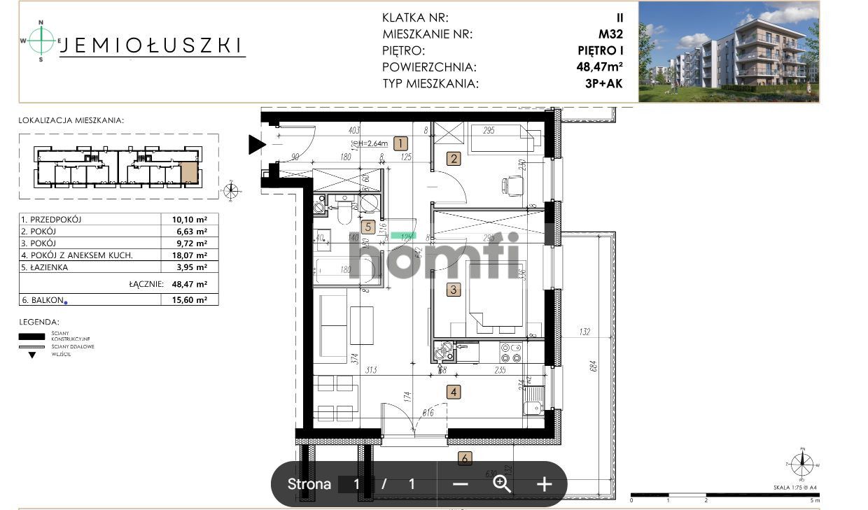Węglin-3 rooms 48.79 m2 - Квартира - Продаж - Lublin, Węglin Południowy