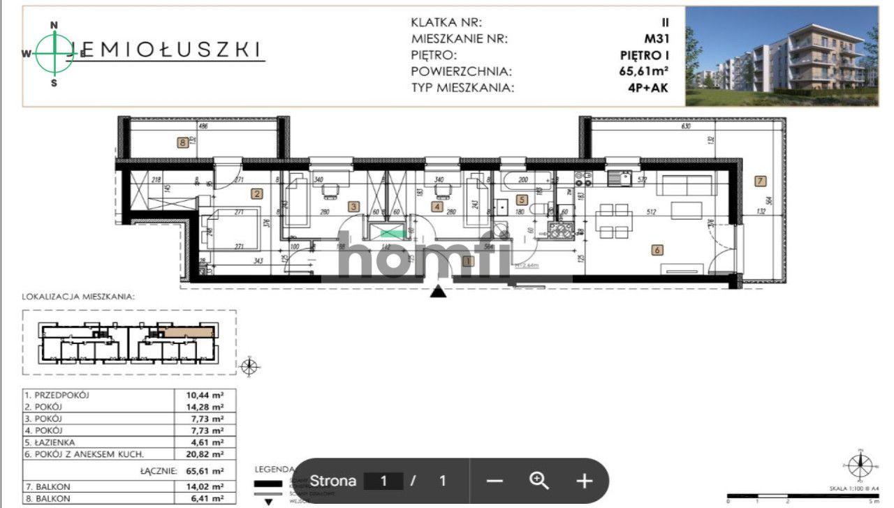 Węglin - developer's apartment 4 rooms 65.61 m2 - Квартира - Продаж - Lublin, Węglin Południowy