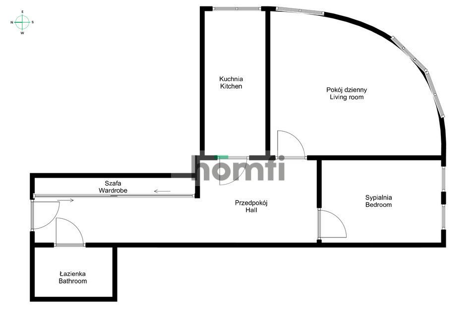 Two room apartment 59 sqm with a closed garrage at Strzegomska St. - Apartment - Rent - Wrocław, Stare Miasto