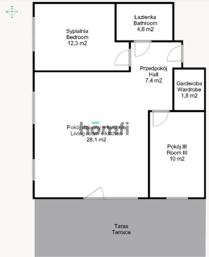 spacious 3 room apartment / sunny terrace / fitness club / parking - Apartment - Rent - Wrocław, Psie Pole / Poświętne