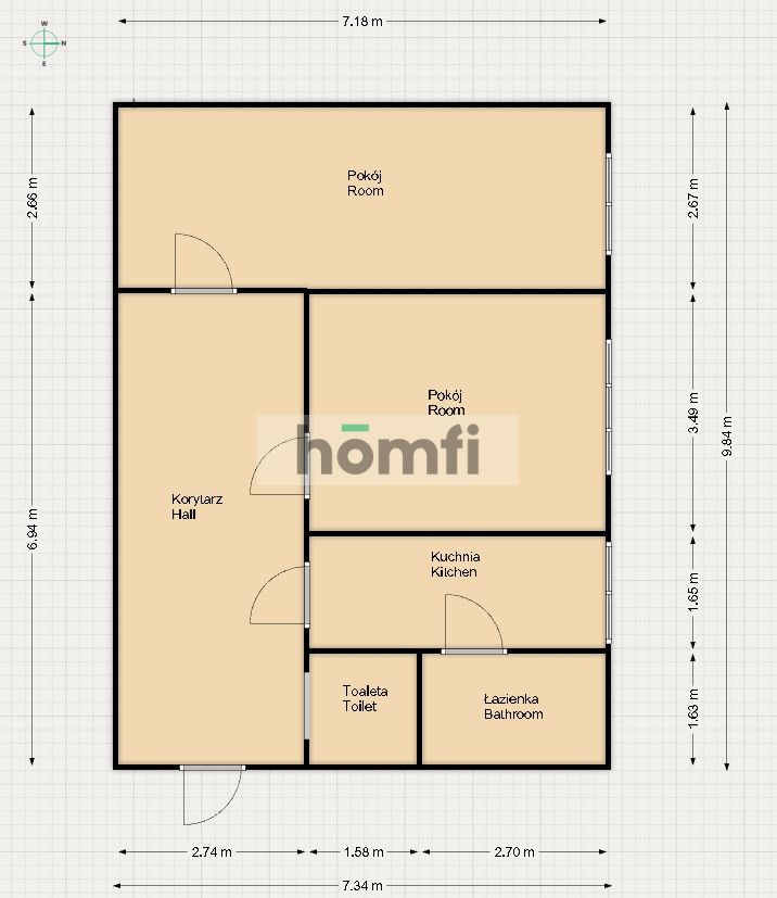 Specious 2 rooms apartment in the city center of Radom - Apartment - Rent - Radom, Śródmieście