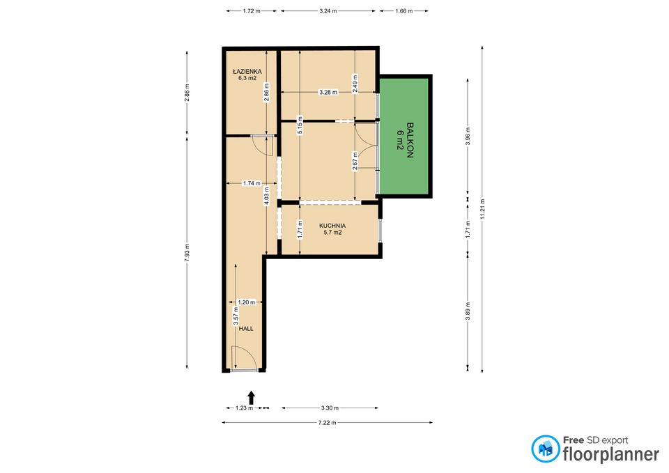Kawalerka 39m2 z osobną kuchnią i garażem na Krzykach - Mieszkanie - Sprzedaż - Wrocław, Krzyki