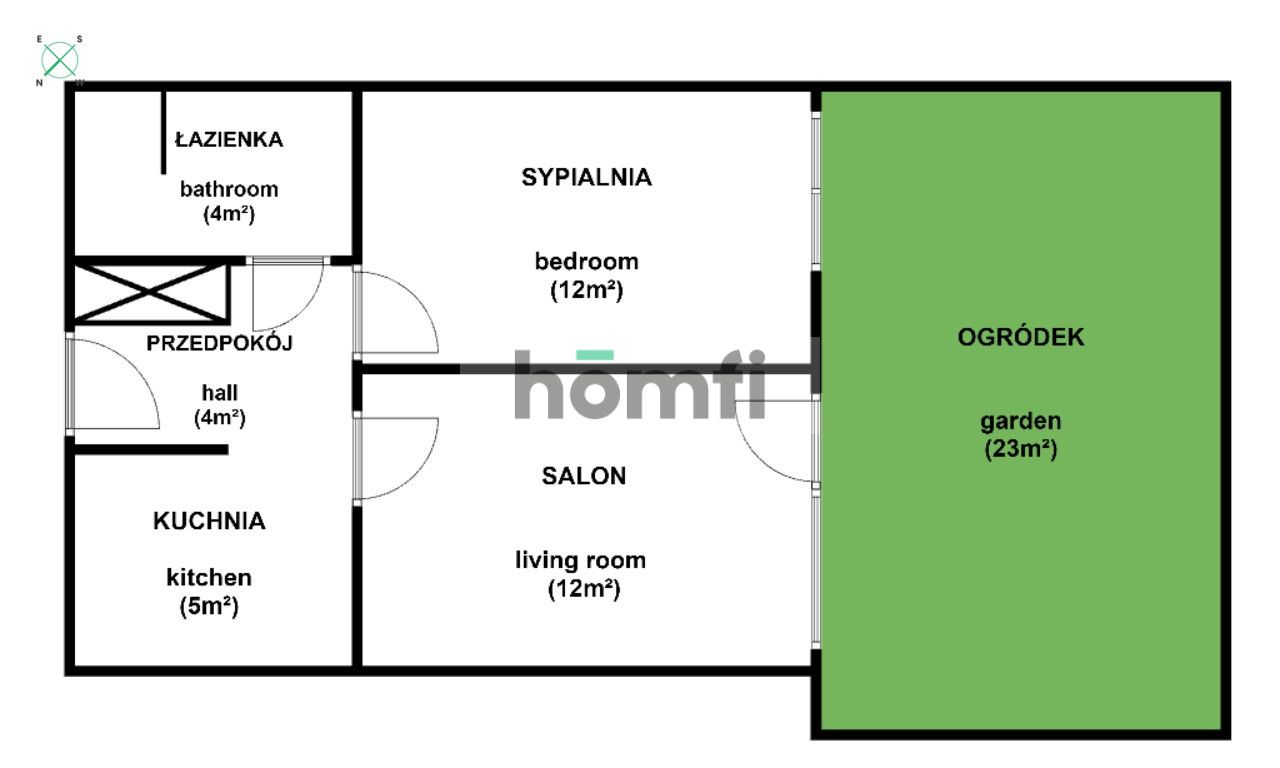Żabiniec 64, 39m²: 2 separate rooms with garden and parking near O3 Business Campus HCL Quattro 29 Listopada Opolska - Apartment - Sale - Kraków, Krowodrza / Żabiniec