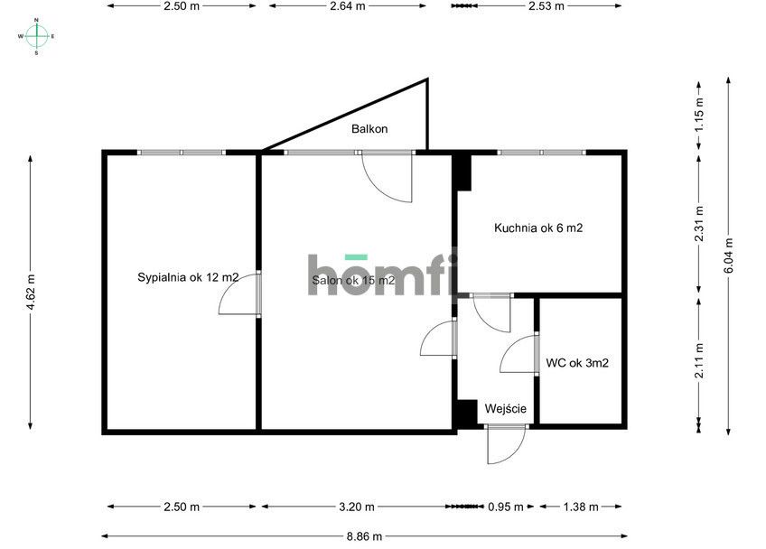 41 m² Flat in Katowice Center | 2 Rooms + Balcony - Квартира - Продаж - Katowice, Koszutka