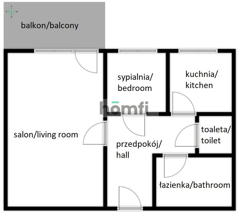 2-room with balcony for your own arrangement, Morena - Квартира - Продаж - Gdańsk, Morena