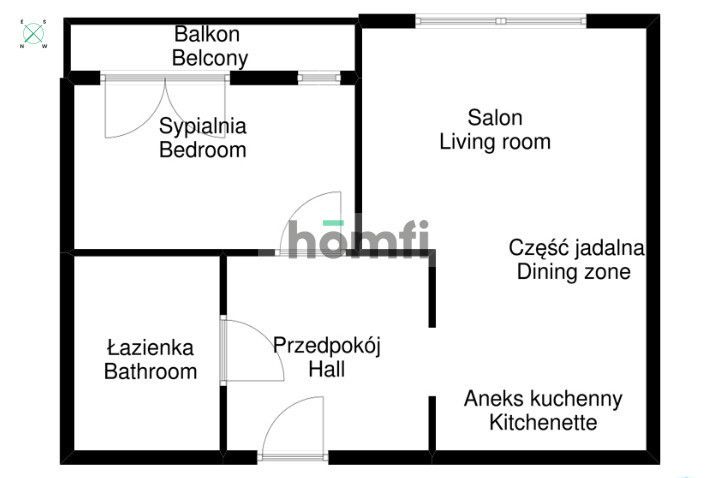 Two room apartment, 49sqm, Ołtaszyn - Apartment - Rent - Wrocław, Krzyki / Ołtaszyn