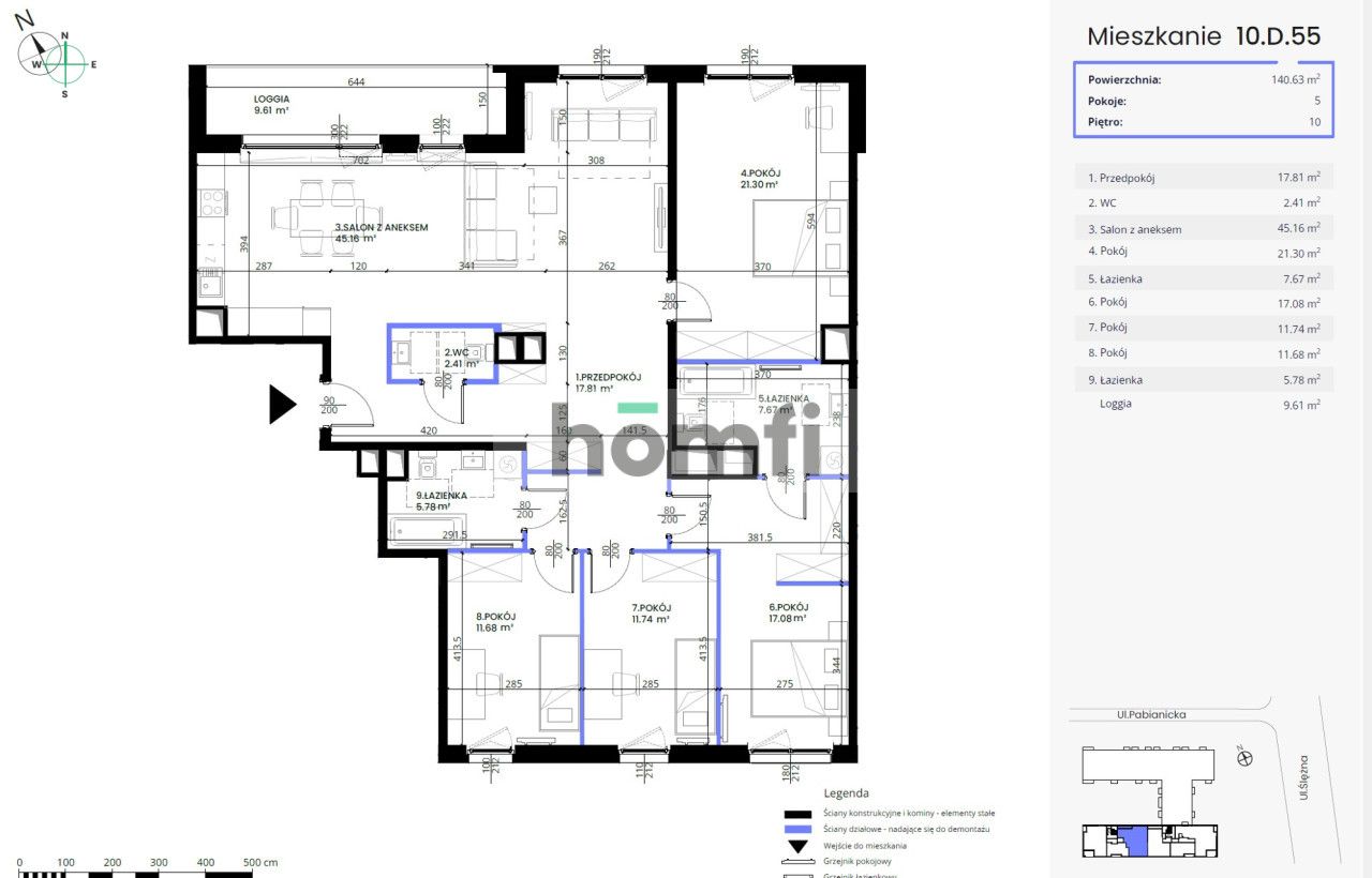 5-pokojowy apartament o powierzchni 140,63 m² - Mieszkanie - Sprzedaż - Wrocław, Krzyki / Huby
