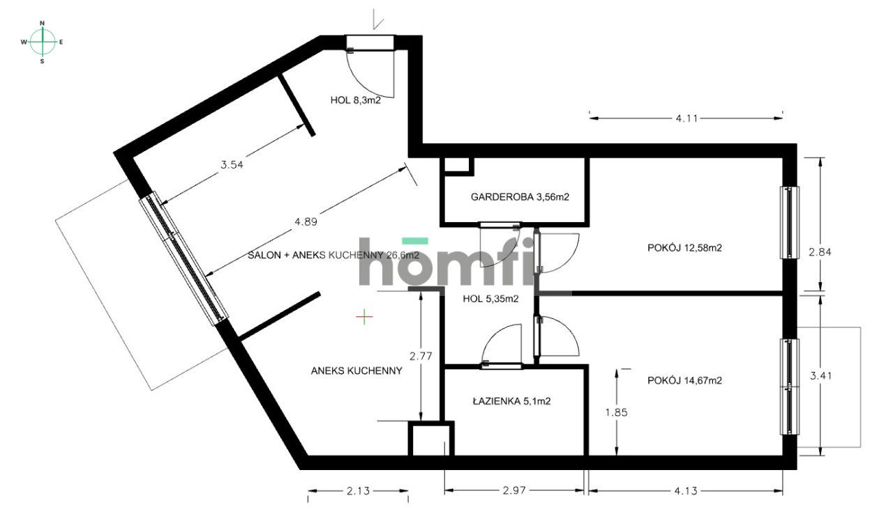 Comfortable 3-Room Apartment, 82m2, for Rent in Żoliborz - Apartment - Rent - Warszawa, Żoliborz