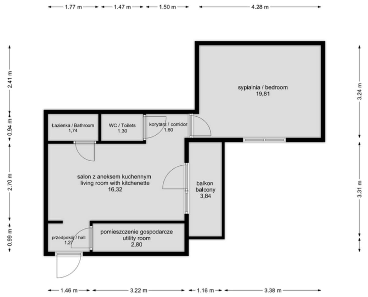 2 mieszkania | Wysoki standard | 65,75 m² | - Mieszkanie - Sprzedaż - Kraków, Śródmieście / Stare Miasto